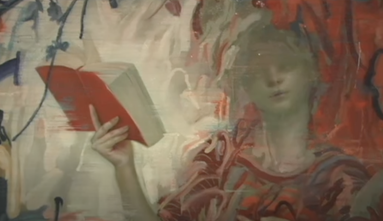 painting of woman reading a book